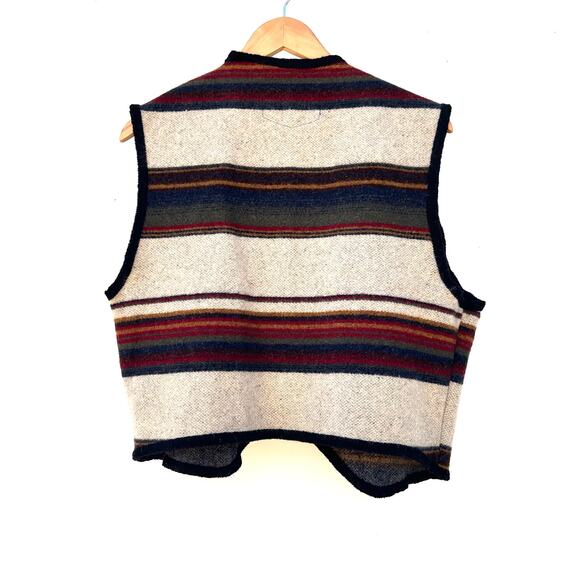 Vintage Woolrich 90s Southwestern Cropped Wool Vest USA Large Blanket Striped - Picture 3 of 7